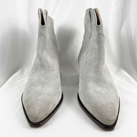 Isabel Marant Dewina Suede Leather Western Cowboy Boots Gray EU 37 Casual - Picture 6 of 10